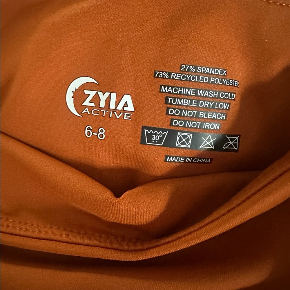 Zyia Active Joplin Stripe 7/8 Crop Burnt Orange Leggings Womens 6-8 - Picture 4 of 7